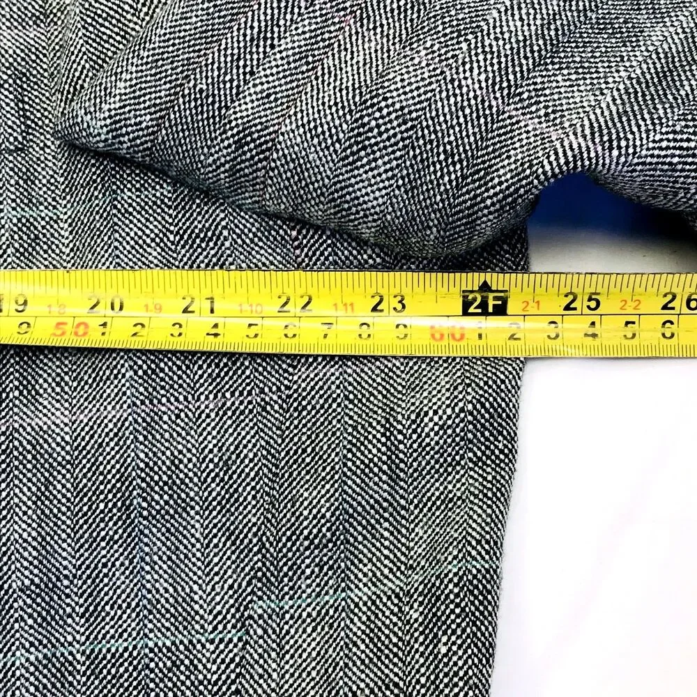Palm Beach Vintage Sport Coat Windowpane Herringbone 46 48 Gray Black Preppy